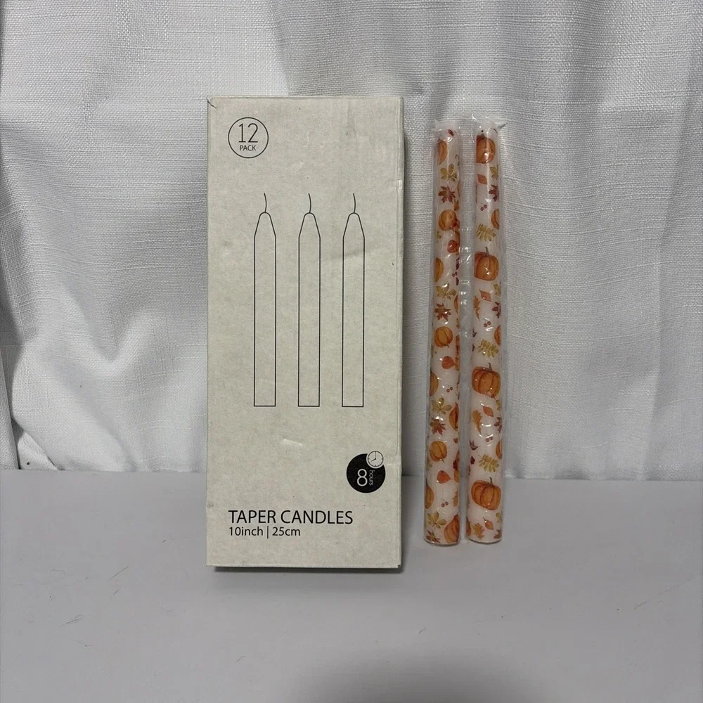 12pk Fall Theme Taper Candles 10